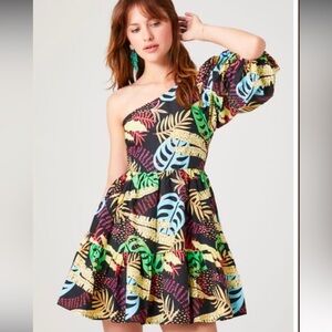 Forever 21 One-Shoulder Tropical Print Mini Dress SZ XL